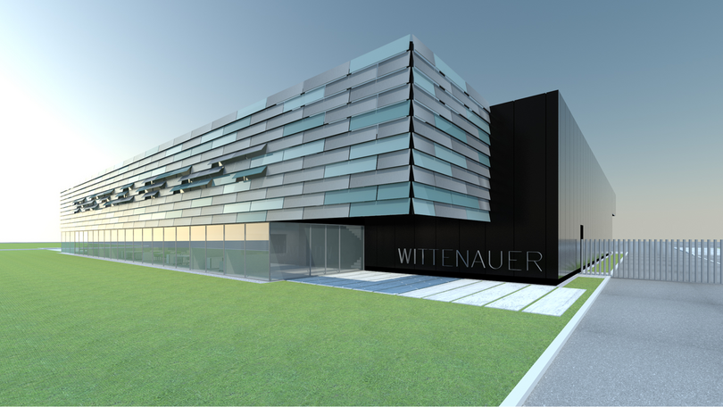 2018: Modell Aussenansicht Firmenneubau Wittenauer GmbH Bild: Modell Aussenansicht Firmenneubau Wittenauer